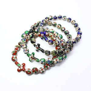 Handmade Cloisonn Beaded <b>Bracelets</b> With Cross Design Multicolor Elastic Cords For Gift Fashion Jewelry - Product Image 3