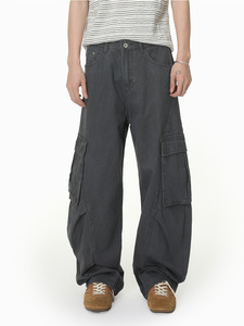 Pantalones Vaqueros para Hombre con Botones, Color <span class=keywords><strong>Chocolate</strong></span>, Cierre de Botones, Corte Relajado, Pantalones de Mezclilla Naturales, Proveedor - Product Image 1