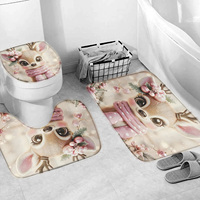 Ensemble de rideaux de douche 4 pièces avec crochets, tissu imperméable, accessoires de salle de bain, comprenant un tapis de bain, un couvre-couvercle de toilette et des tapis antidérapants