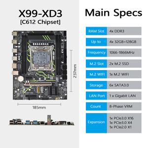 PANDL NUEVO C612 Chipset Combinación de escritorio Matx NVMe M2 WiFi6 Sata3.0 <span class=keywords><strong>DDR3</strong></span> <span class=keywords><strong>Ram</strong></span> Xeon E5 2673 V3 Combo 2673v3 X99 Kit de placa base - Product Image 3