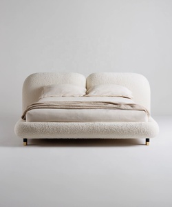 Cama Moderna de Lujo para Adultos con Estructura de Madera Sólida, Tapicería de Lino Suave y Estructura Resistente, Tamaño Queen, Tipo Plataforma para <span class=keywords><strong>Dormitorio</strong></span> - Product Image 4