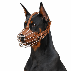 Bozal para Perro, Máscara Metálica, Cesta de Alambre Segura, Correas de Cuero Ajustables y Duraderas para Perros Grandes, Cuero Genuino para Mascotas - Product Image 2