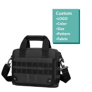 Özel marka taktik evrak çantası 12 inç Laptop çantası taktik omuz askılı çanta erkek Molle üst kolu çanta sırt çantası
