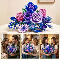 Bloques de Construcción de Ramo de Rosas Violetas Botánicas 11103, Flor Eterna, Regalo para San Valentín, Navidad, Cumpleaños y Festividades