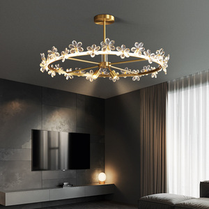 Plafonnier en cristal et cuivre de style postmoderne, style nordique de luxe léger pour salon, chambre, bureau, villa créative et tendance - Product Image 1