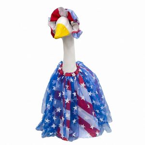 Ensemble robe à carreaux gingham pour la fête de la indépendance avec jupe bouffante et chapeau amusant pour festival de jardin original - Product Image 1
