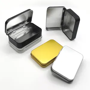 定制印刷标志哑光黑色金属包装食品锡罐盒带铰链盖的小金属容器罐
