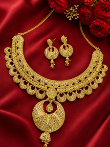 Conjunto de collar floral chapado en oro de alta calidad para mujer con cadena de serpiente, joyería clásica para boda - Product Image 1