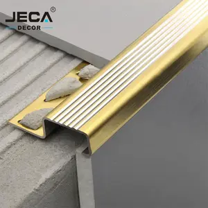 Foshan फैक्टरी JECA उच्च गुणवत्ता स्टेनलेस स्टील सीढ़ी नाउज़िंग के लिए सिरेमिक टाइल Stari विरोधी पर्ची पट्टी OEM लोगो सीढ़ी नाउज़िंग पट्टी