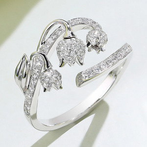 Bague ouverte en forme de bourgeon de rose pour femme, élégante, réglable, design floral, bijoux de mode pour les fêtes et le quotidien, cadeau - Product Image 1