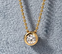 1CT Bezel Setli Laboratuvar Elması Kolye Minimalist Klasik Kabarcık Boncuklu Gerdanlık 14 Ayar Som Altın IGI Sertifikalı El Yapımı