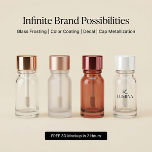 Contenants en verre givré transparent <span class=keywords><strong>rose</strong></span> et violet pour huile à lèvres et flacons vides pour gloss à lèvres avec tube, pour la vente en gros personnalisée en vrac - Product Image 5