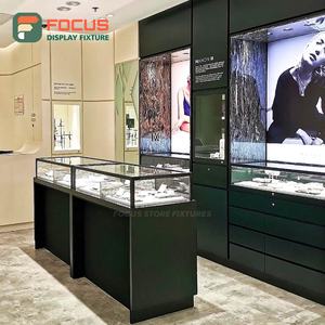 Premium High-End Retail Jewelry Display Cabinet Modern Wooden Glass LED Lighting Metal Boutique Showcase Interior Display Stand - Product Image 1