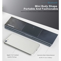 Teclado Inalámbrico Recargable JOMAA de Cuero, Plegable en Tres Partes, con Mouse y Panel Táctil, Compatible con Windows, iOS y Android