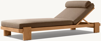 Ensemble de jardin de luxe en teck pour balcon et bord de piscine avec chaise longue, design moderne, coussins résistants aux UV inclus