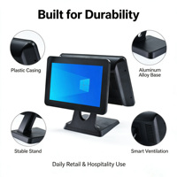 Caisse enregistreuse à double écran tactile 15''+12.1'', système de point de vente électronique moderne, fournisseur de solutions de facturation et de paiement pour restaurants