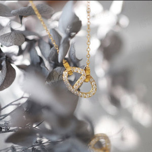 สร้อยคอจี้สเตนเลส316L เพทาย14K 18K PVD ชุบทองเครื่องประดับแฟชั่นสร้อยคอรูปหมูสำหรับผู้หญิง - Product Image 3