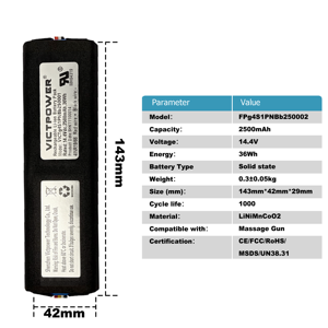 แบตเตอรี่ทรงกระบอก Forenpower ปรับแต่งได้ 14.4V 2500mAh 4S1P 18650 Li-Ion สำหรับปืนนวดกล้ามเนื้อ - Product Image 2