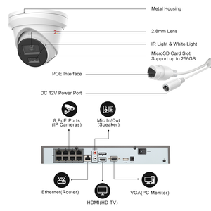 ระบบกล้องวงจรปิด POE กลางแจ้ง 8MP 4 ตัว พร้อมเครื่องบันทึก NVR 8 ช่อง ฮาร์ดดิสก์ 2TB ตรวจจับคนและยานพาหนะ ไฟคู่อัจฉริยะ ชุดกล้องรักษาความปลอดภัย สินค้าในสหรัฐอเมริกา - Product Image 4