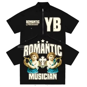 Latest Design Fashion Summer Comfortable Boxy Fit Short Sleeve Zip up Work <b>Shirt</b> Cut and Sew Zip up <b>Men</b> <b>Shirts</b> - Product Image 2