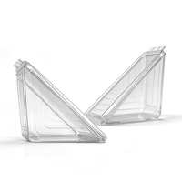 Boîte à sandwich triangulaire en PET transparent jetable personnalisée avec couvercle à charnière pour plats à emporter