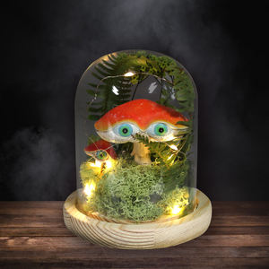 Bola <span class=keywords><strong>de</strong></span> cristal <span class=keywords><strong>de</strong></span> globo <span class=keywords><strong>de</strong></span> <span class=keywords><strong>nieve</strong></span> <span class=keywords><strong>de</strong></span> duende <span class=keywords><strong>de</strong></span> hongo lindo divertido personalizado <span class=keywords><strong>con</strong></span> base <span class=keywords><strong>de</strong></span> madera y luz LED - Product Image 3