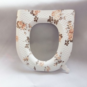 <b>EVA</b> Toilet Seat Cover White Floral Pattern Waterproof Washable All Season Thick Warm Household Use - Product Image 1