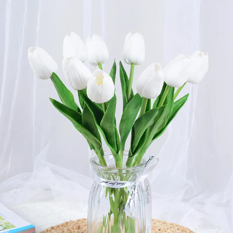 Hot Selling Wholesale PU Mini Tulip Flowers Wedding Home Flowers Photography Props Decoration Hand Bouquet