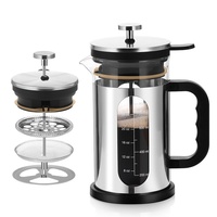 Cafetière à piston en verre borosilicate haute résistance, mécanisme de pression et d'infusion hermétique, 1000 ml, pot de service domestique en acier