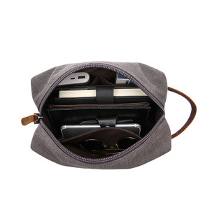 Offre Spéciale Portable rasage Dopp Kit étui lavé toile <span class=keywords><strong>cuir</strong></span> voyage trousse de toilette pour hommes personnalisé en <span class=keywords><strong>cuir</strong></span> fermeture éclair sac ISO 9001 - Product Image 5