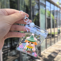 Porte-clés en peluche Père Noël floqué, mini jouet de dessin animé, pendentif sac en PVC transparent DIY Kawaii avec clochette et paillettes