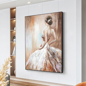 Décor de salon de luxe peint à la main à l'huile fille dos Figure Texture tenture murale pour entrées et chambres - Product Image 3