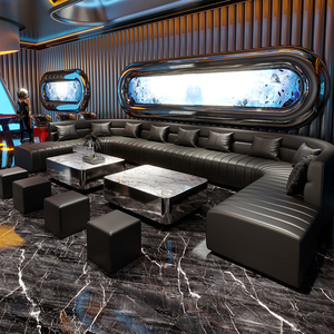 Set di Divani Personalizzati per KTV e Bar, Arredamento <span class=keywords><strong>VIP</strong></span> per Lounge Hookah, Divano in Pelle a Forma di U e L per Nightclub, Mobili di Lusso per Bar - Product Image 3