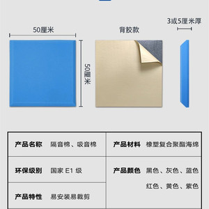 Panel de pared de esponja de alta densidad Bonesen Sound Absorbing Cotton 0.5 NRC para reducción de ruido en el dormitorio - Product Image 5