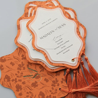 Ensemble de cartes de mariage collaboratives, souvenir avec pompon, logo personnalisé, RSVP, menu, impression sur carton, cadeaux promotionnels de Chine
