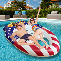 Chaise flottante gonflable drapeau américain avec appui-tête, siège en maille rafraîchissante à 15 trous, motif étoiles et rayures patriotiques, pour piscine