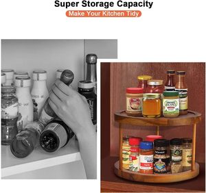 กล่องไม้อะคาเซีย lazysusan เก็บจานเสียงเหมาะสำหรับตู้ที่จัดระเบียบ Table360-degree หมุนได้ - Product Image 3