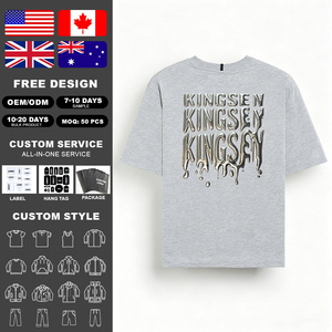 Camiseta KingSen para Hombre, Oversize, con Estampado 3D, Algodón Grueso, Manga Corta, Estilo Urbano, Estampado Gráfico, Casual, Hip Hop - Product Image 2
