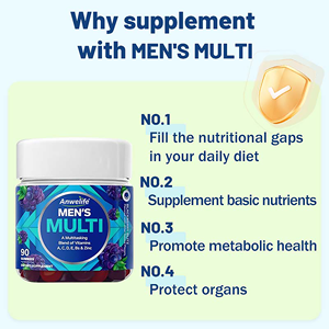Gommose Multivitaminiche per Uomo, <span class=keywords><strong>Integratore</strong></span> Quotidiano di Vitamine <span class=keywords><strong>e</strong></span> Minerali, Vitamine <span class=keywords><strong>A</strong></span>, <span class=keywords><strong>C</strong></span>, D, <span class=keywords><strong>E</strong></span>, Complesso B, Zinco, Gusto Frutta - Product Image 3
