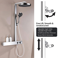 Système de douche thermostatique intelligent moderne en laiton massif, ensemble de douche murale avec barre coulissante, mitigeur à poignée unique, jet/douche douce pour salle de bain