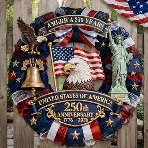 Decorazione Patriottica da Appendere '250 Anni di Libertà' con Aquila Calva e Bandiera Americana per il Giorno dell'Indipendenza, Decorazione Murale per Casa e Feste - Product Image 2