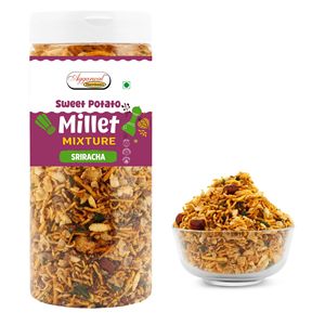 Collation saine et croustillante au millet et à la patate douce Sriracha, riche en fibres, épicée, prête à manger, végétalienne, légère et énergétique - Product Image 4