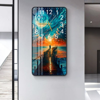 Horloge Murale Silencieuse Créative Moderne Style Marin Décoration Maison Restaurant Salon Luxe HD Nature Morte en Cristal et Porcelaine
