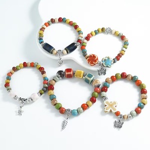 Pulsera de Cuentas de Cerámica de Estilo Neo-Chino, Colorida, de Estilo Nacional, con Cuentas de Estilo Literario Antiguo, Venta al por Mayor - Product Image 1