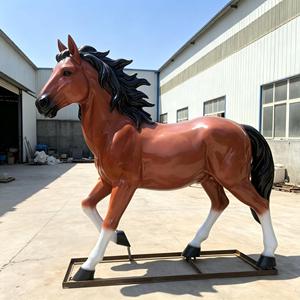 Scultura di Cavallo a Grandezza Naturale in FRP, Statua Realistica di Animale in Fibra di Vetro per Esterni, Giardino, Parco, Fattoria, Ranch, Decorazione Dipinta a Mano Personalizzabile - Product Image 4