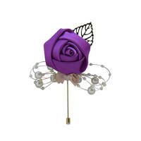 Broche de cérémonie de mariage pour la mariée et le marié, corsage de poignet en roses artificielles, boutonnière de marié en soie pour accessoires de mariage