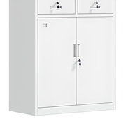 Armoire de classement en acier à 2 tiroirs, armoire de rangement de bureau verrouillable avec porte en verre, armoire d'archives métallique pour bureau