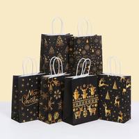 Sac cadeau de Noël noir, sac de shopping en papier kraft pour le centre commercial, sac d'emballage cadeau, sac cadeau pour sac à main