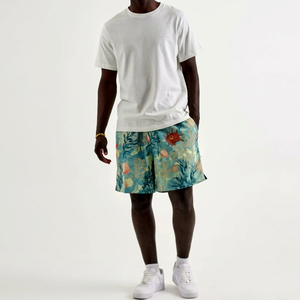 Men's Tropical Ocean Print Board Shorts Mid Waist Drawstring Closure With Pockets Quick Dry Casual Swimwear Shorts - Product Image 1