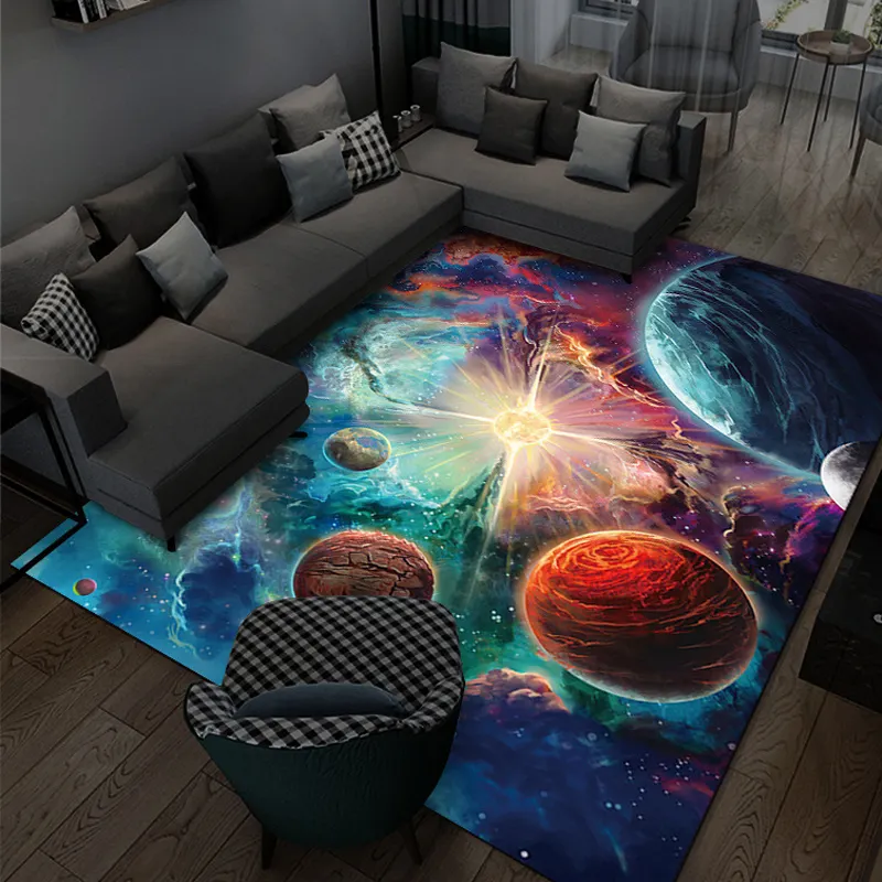 Drei dimensionaler Planeten teppich 3D-Cartoon Universum Kinderzimmer Boden matte Wohnzimmer Teppich